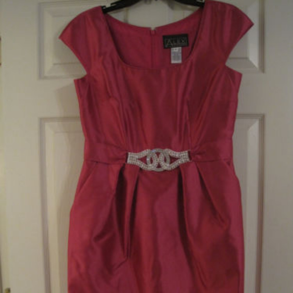 ALEX EVENINGS HOT PINK COCKTAIL DRESS